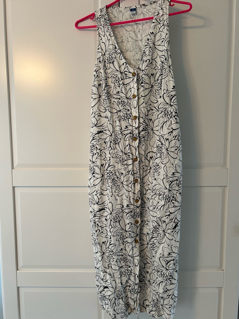 Old Navy Button Up Dress with Black Floral Print